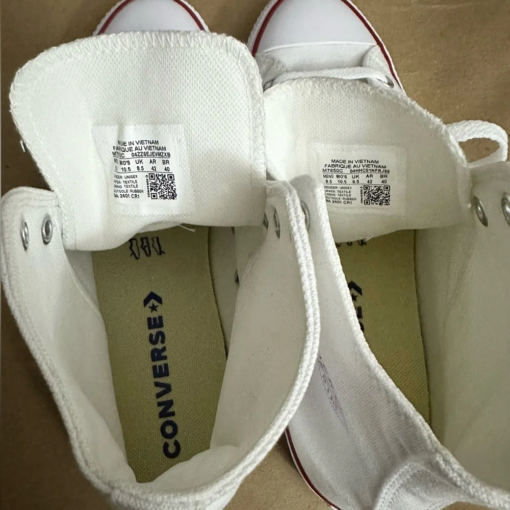 NEW Converse Chuck Taylor All Star White Canvas High Top Sneakers Sz M8.5/W10.5 - Picture 7 of 8